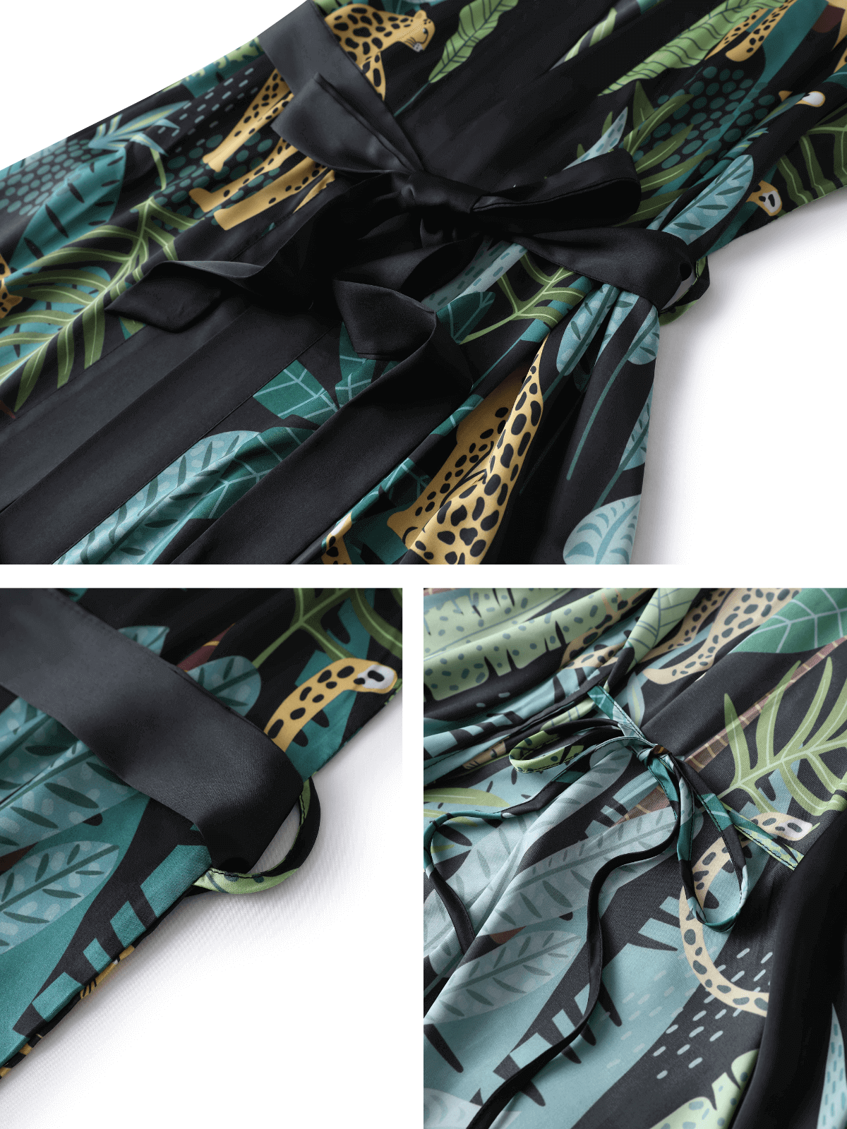 Ulivary Black Leopard Kimono Robe