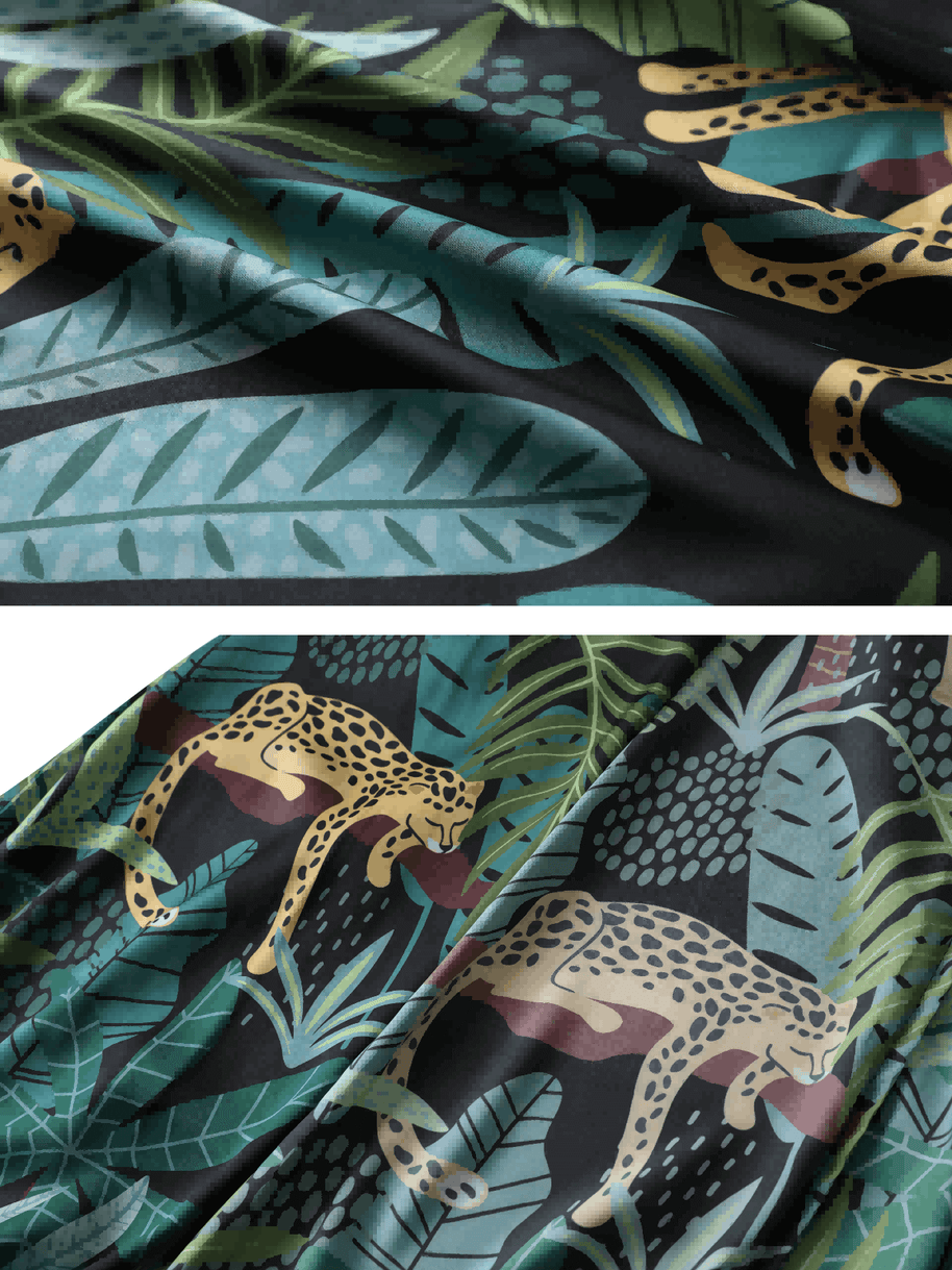 Ulivary Black Leopard Kimono Robe