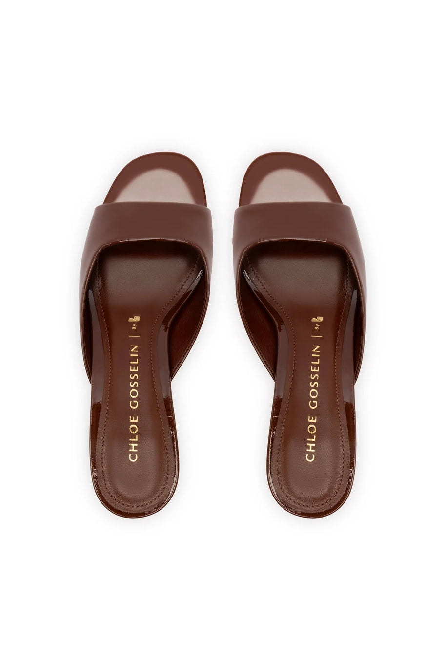 Chloe Gosselin By Larroudé Anah Mule In Brown Patent Leather