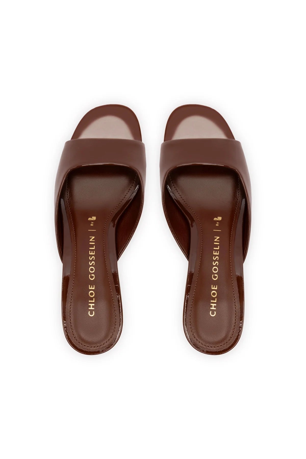 Chloe Gosselin By Larroudé Anah Mule In Brown Patent Leather