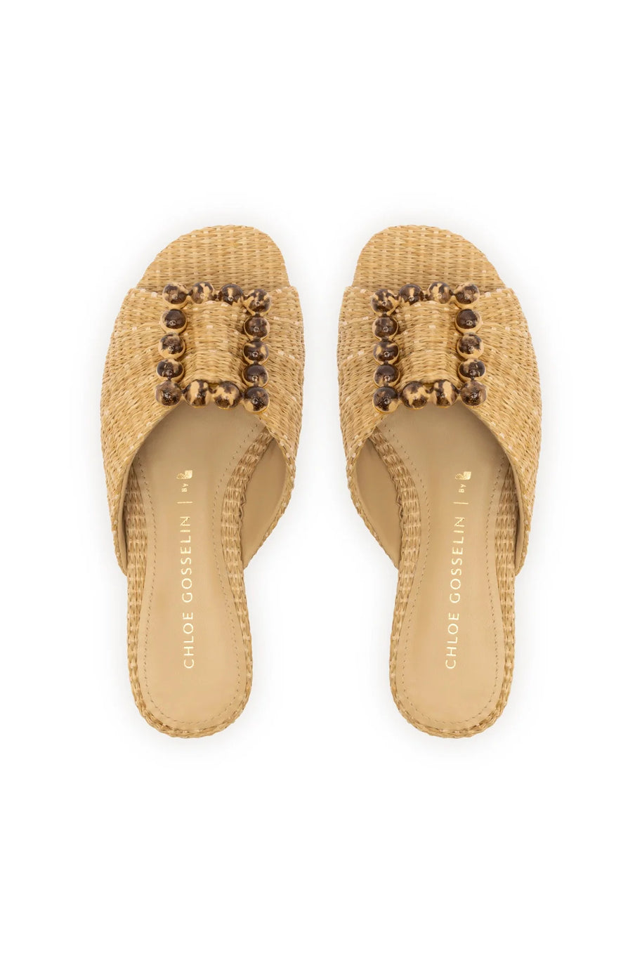 Larroude Chloe Gosselin By Larroudé Nova Flat In Natural Raffia