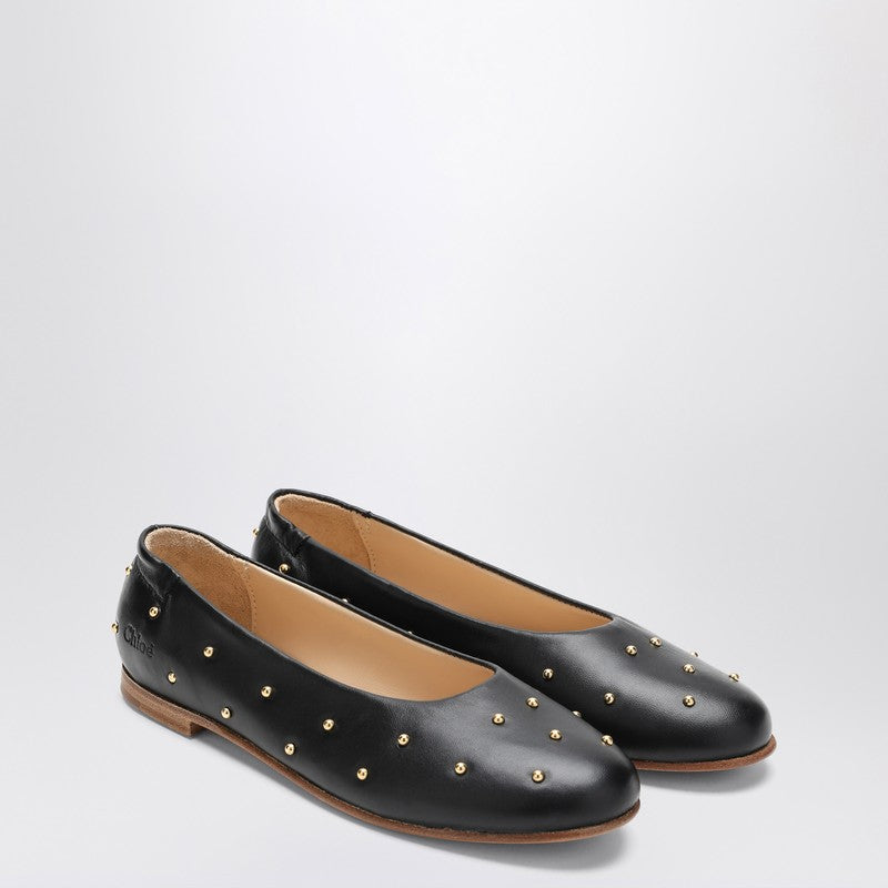 Chloé Kids' Black Ballet Flats With Small Studs