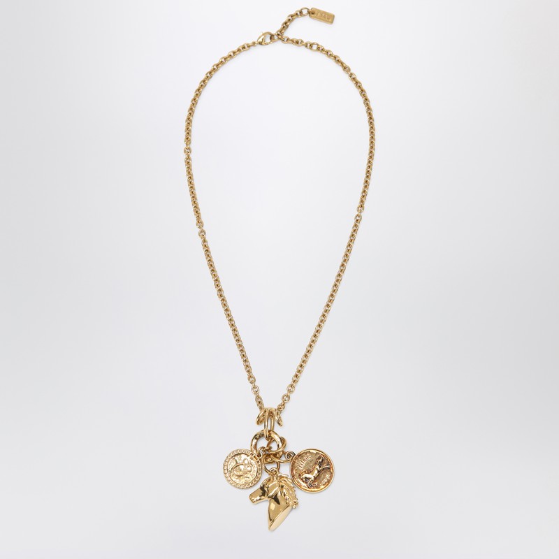 Chloé Charm Necklace In Vintage Gold Brass