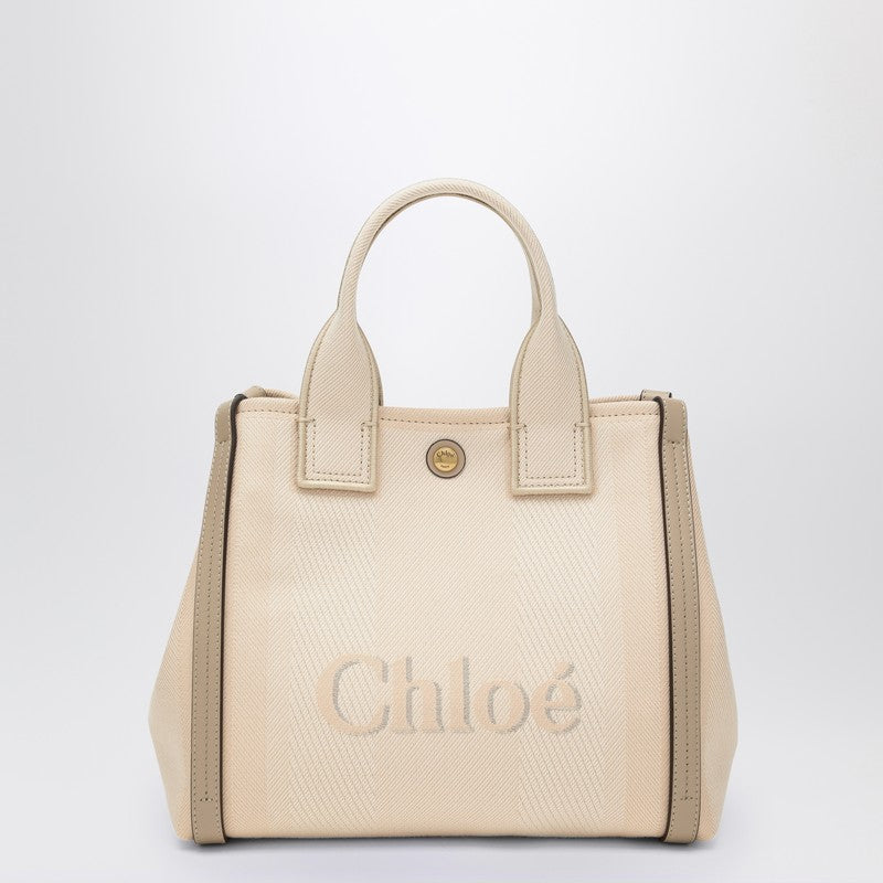 Chloé Carry Small Tote Bag In Blush Beige Canvas