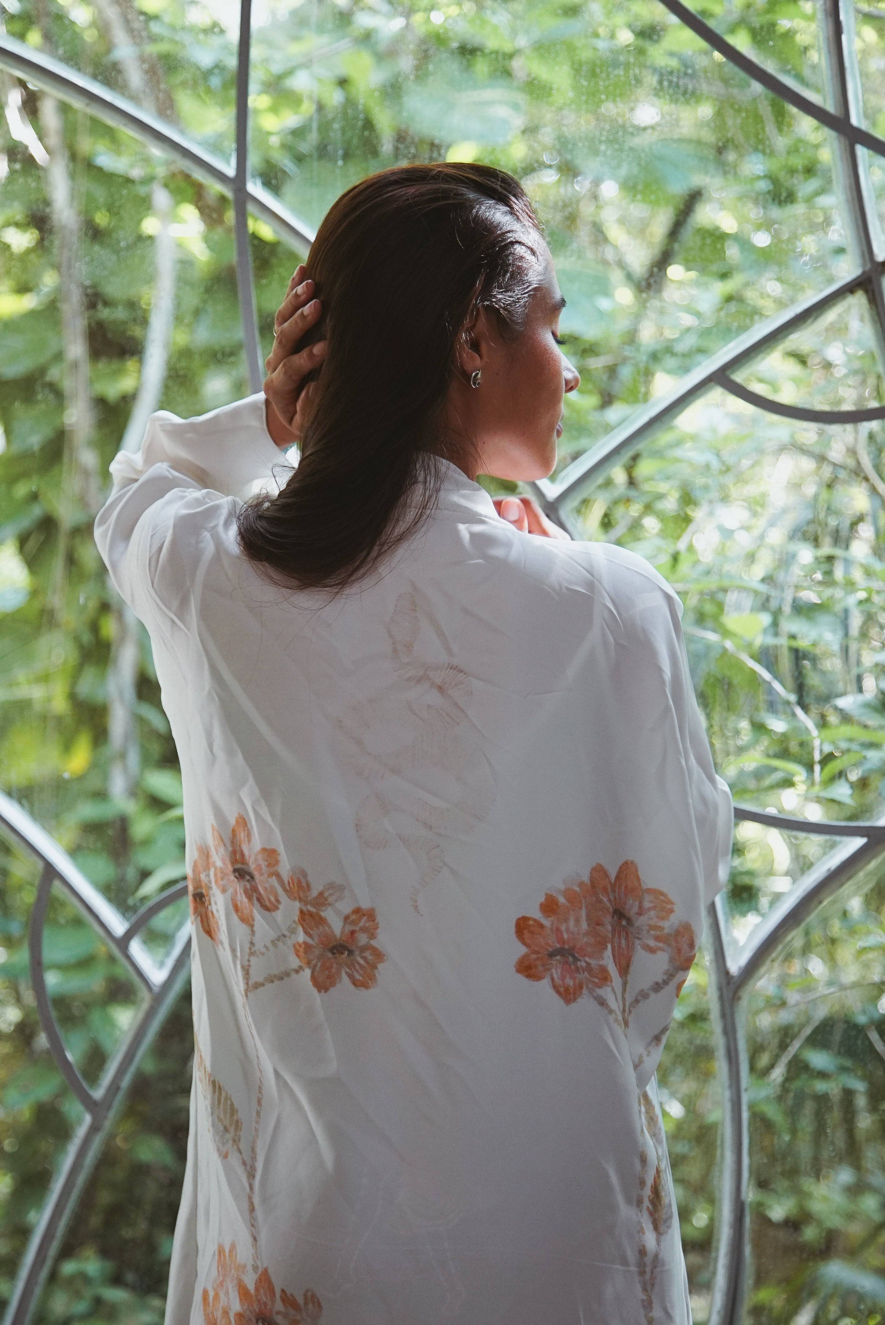 The Royal Silk Robe In Azulik Flowers