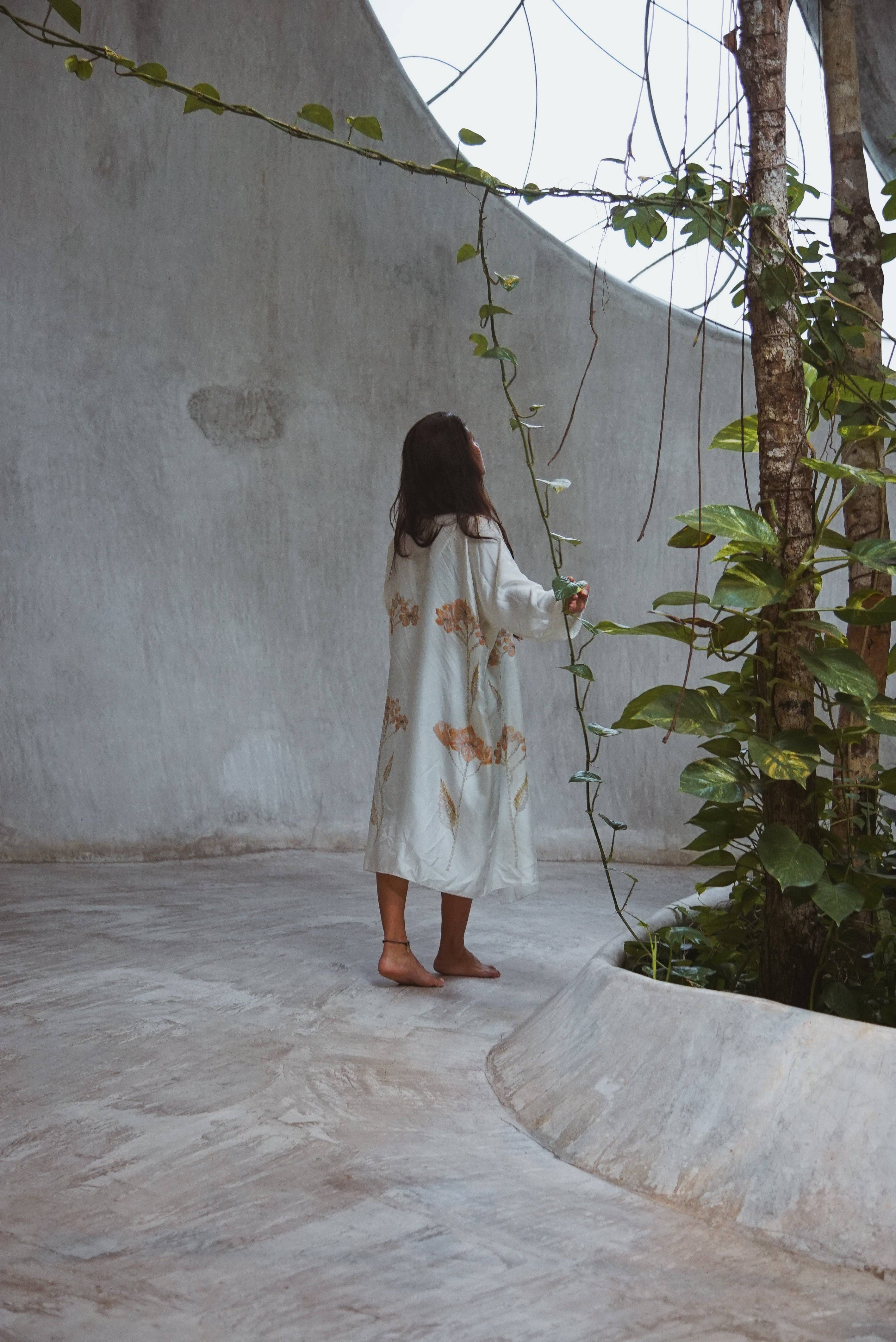 The Royal Silk Robe In Azulik Flowers