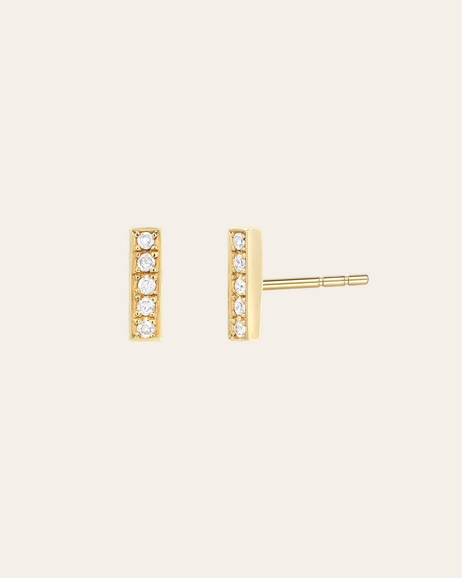 Zoe Lev Diamond Bar Stud Earrings