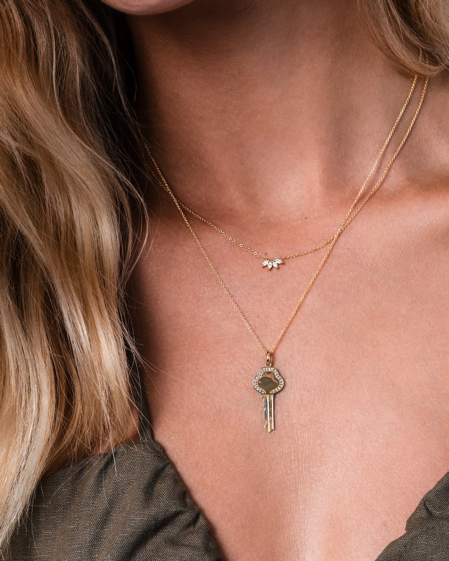 Zoe Lev Diamond Framed Key Necklace