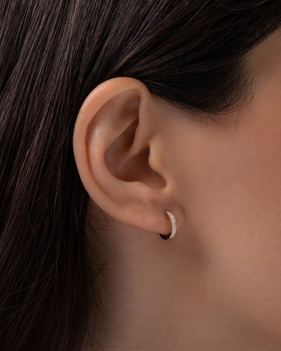 Zoe Lev Double Diamond Huggie Earrings
