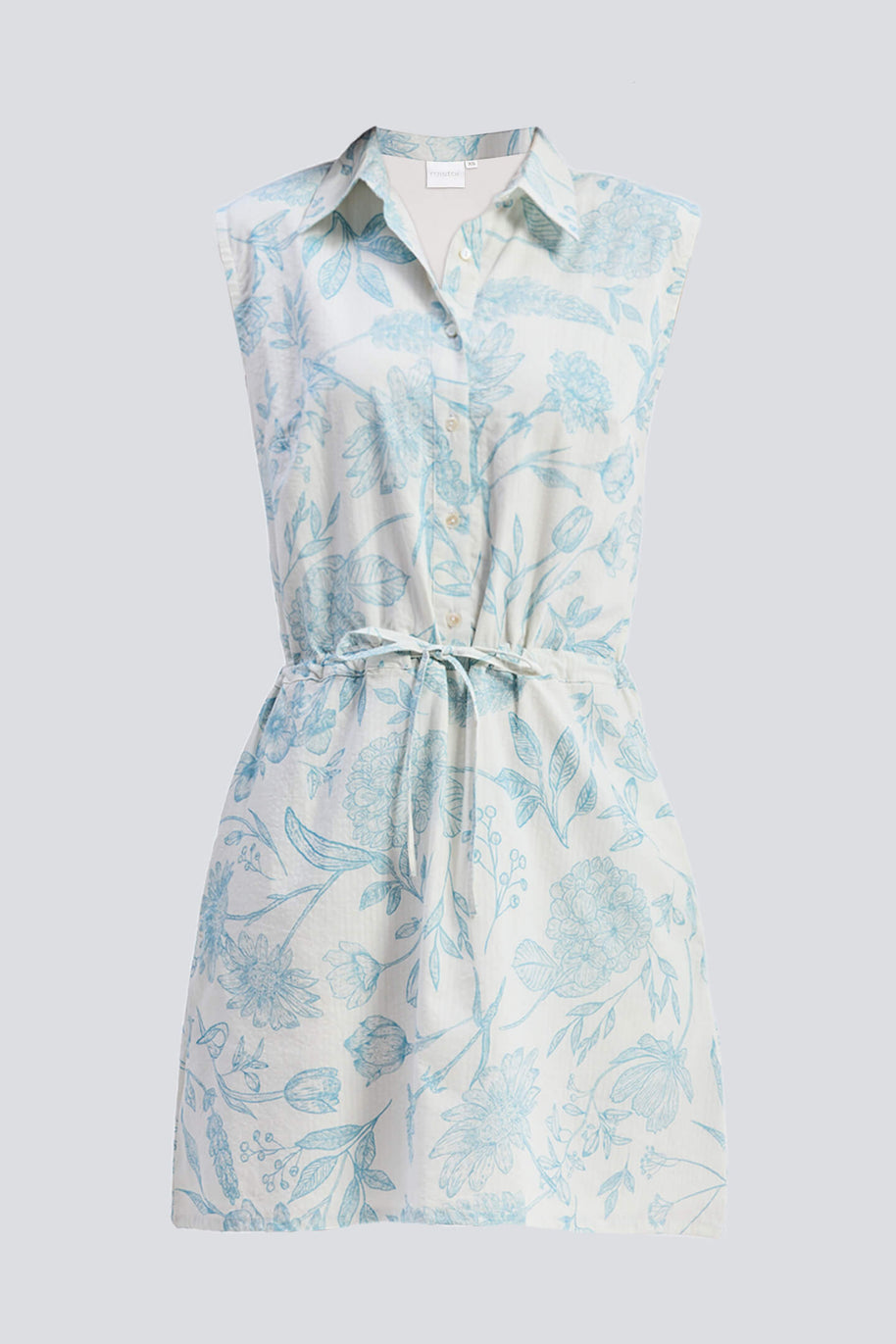 Reistor Drawstring Shirt Dress in Blue Florals