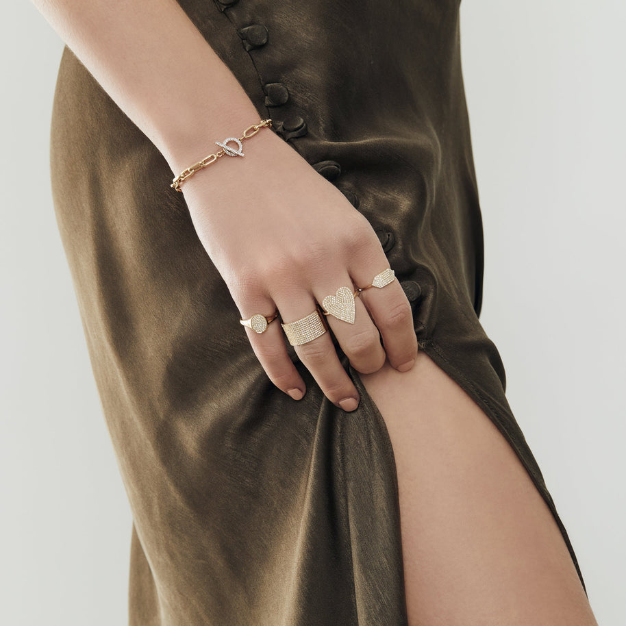 Zoe Lev 14k Gold Large Open Link Chain Bracelet With Diamond Toggle