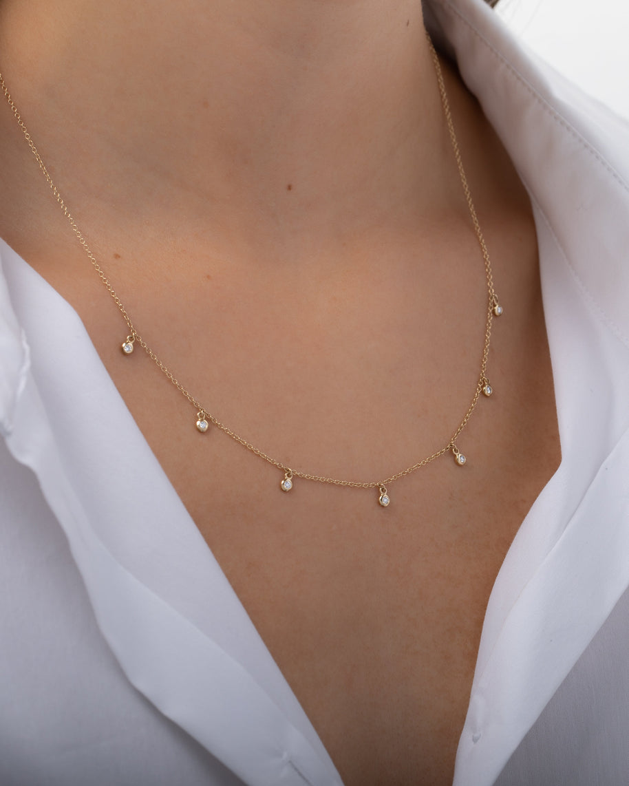 Zoe Lev Drop Bezel Diamond Shaker Necklace