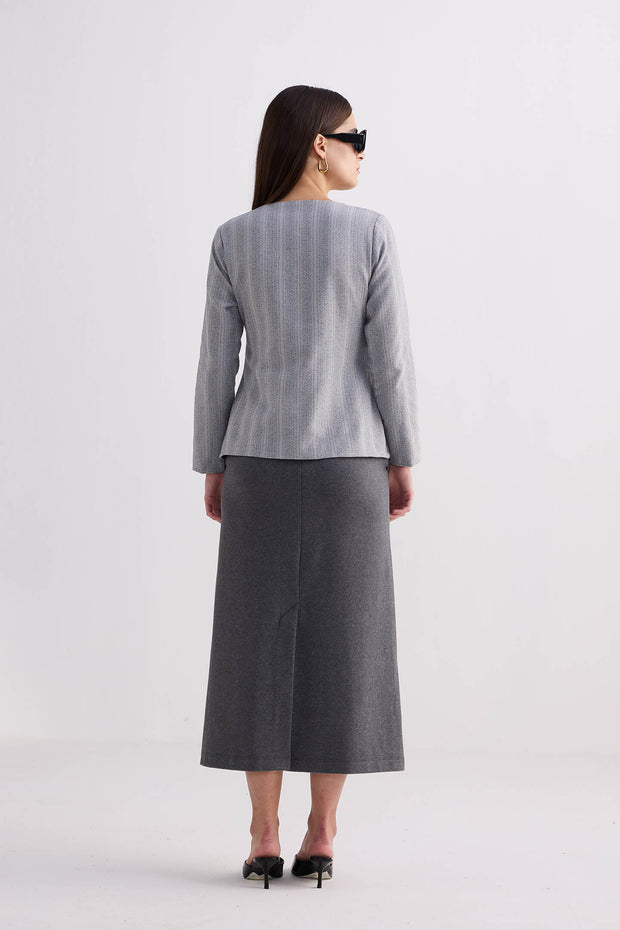 Reistor Fitted Cotton Tweed Jacket In Grey