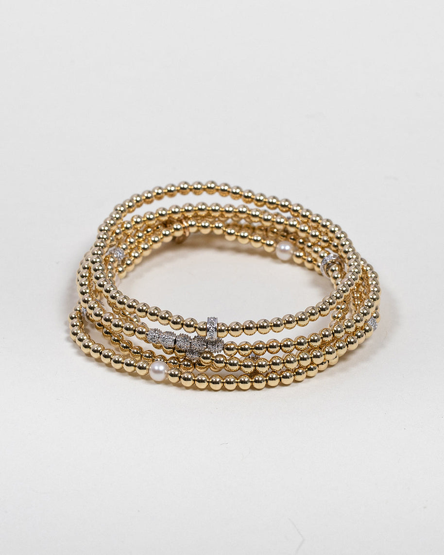 Zoe Lev 3mm Gold Segment Bead Bracelet With Diamond Bars