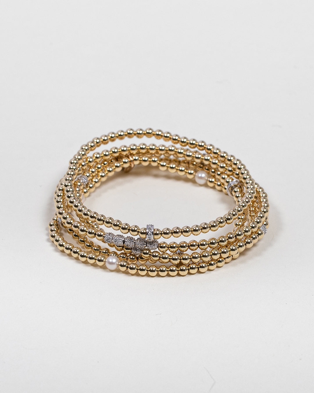 Zoe Lev 3mm Gold Segment Bead Bracelet With Diamond Bars
