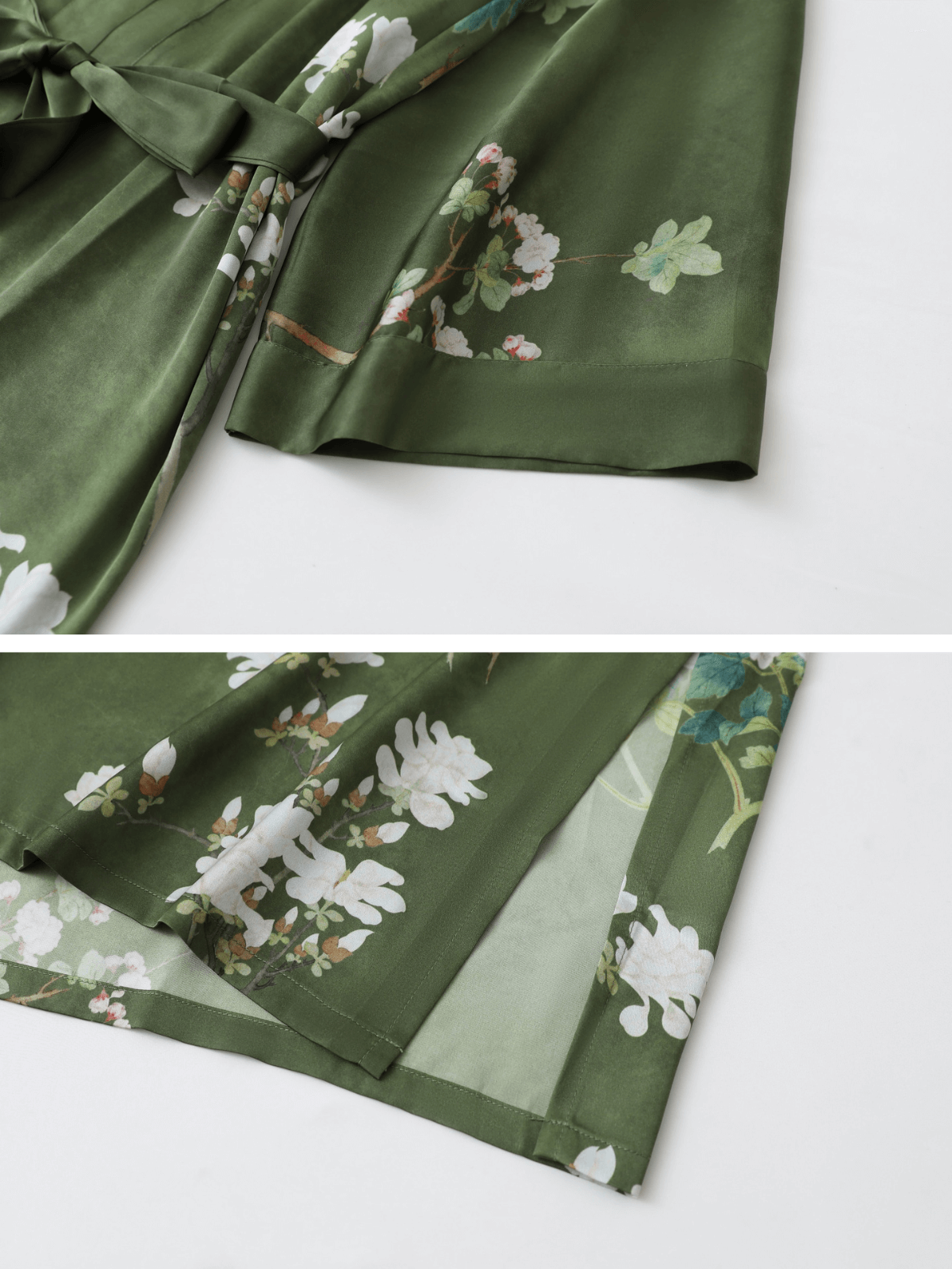 Ulivary Floral Olive Kimono Robe