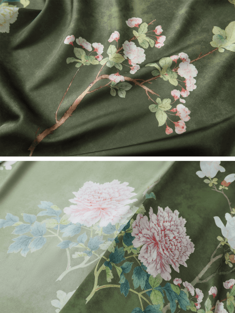 Ulivary Floral Olive Kimono Robe