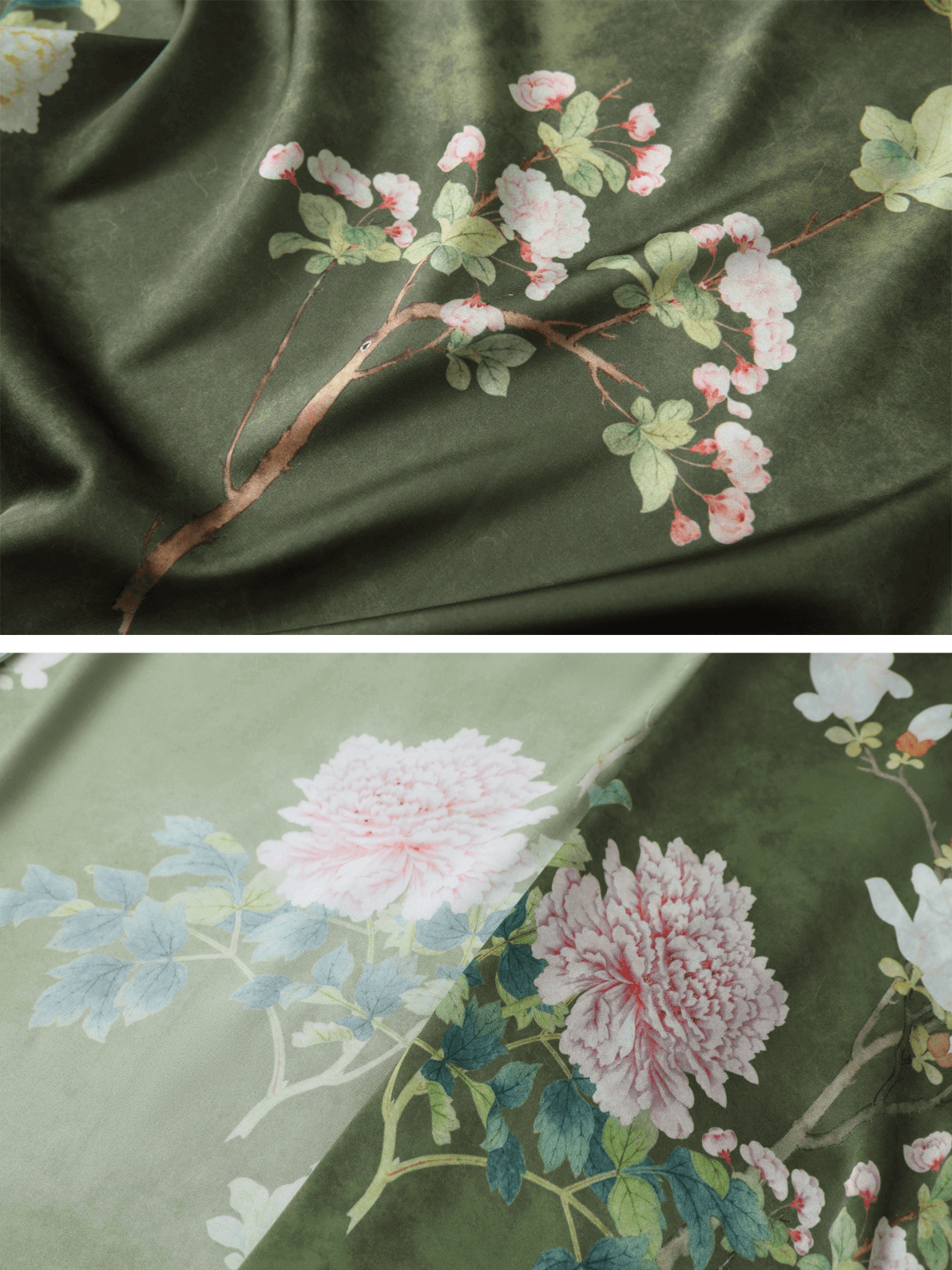 Ulivary Floral Olive Kimono Robe