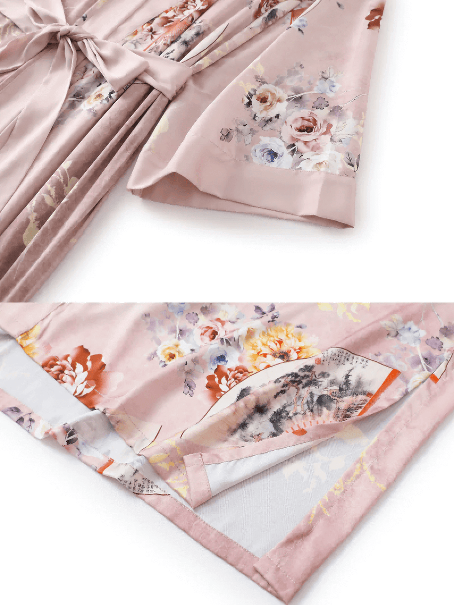 Ulivary Folding Fan Kimono Robe