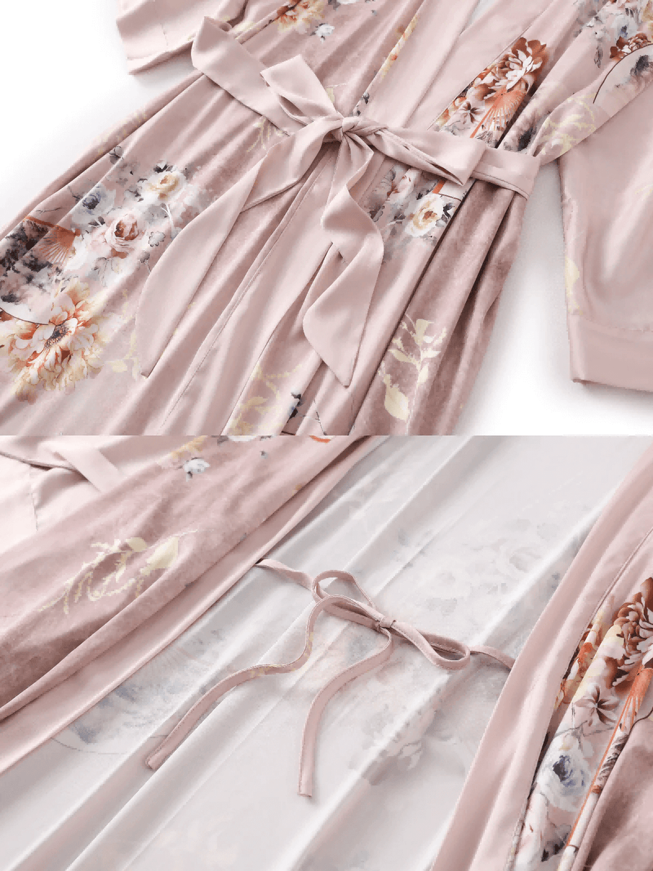 Ulivary Folding Fan Kimono Robe