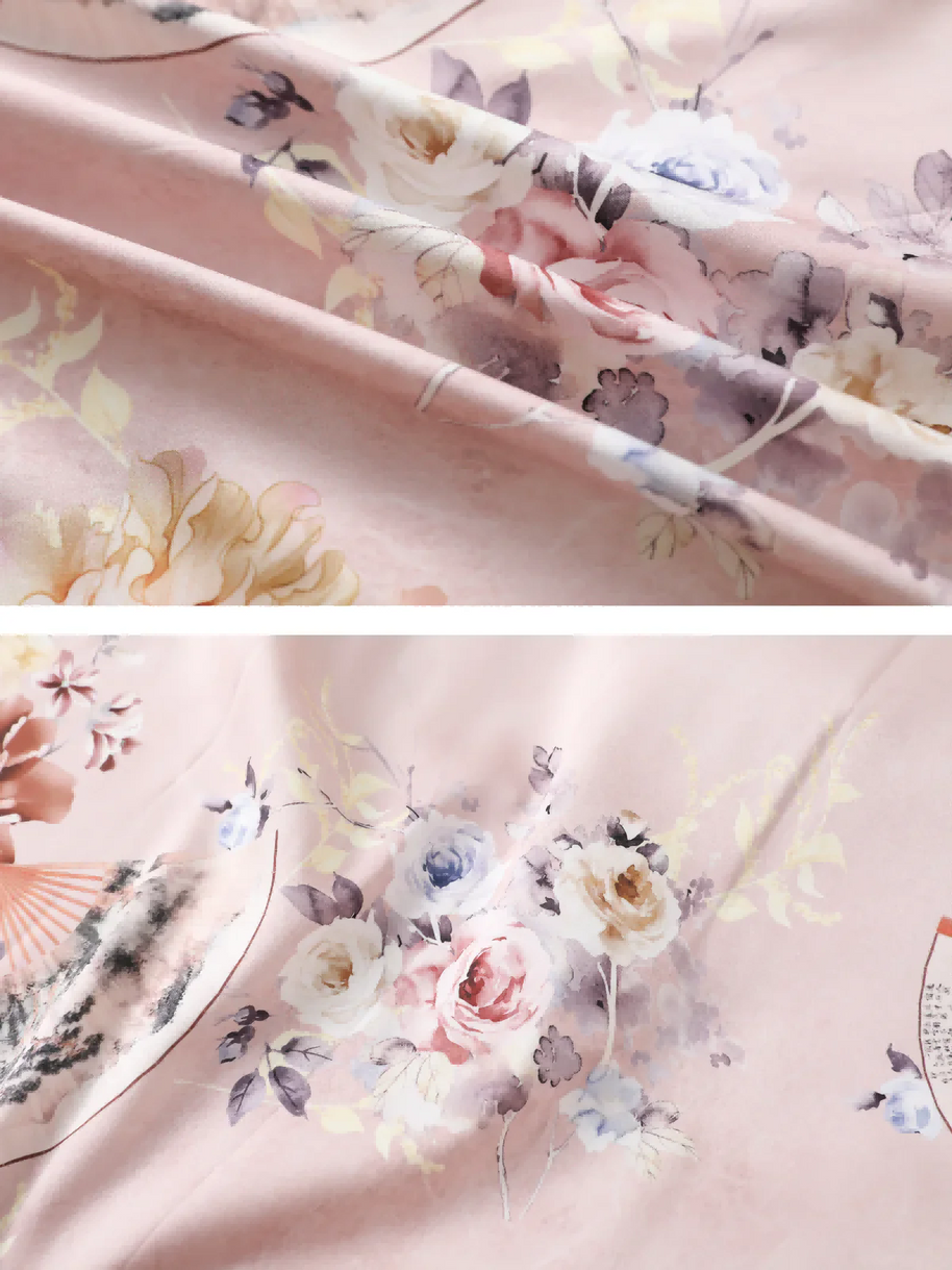 Ulivary Folding Fan Kimono Robe