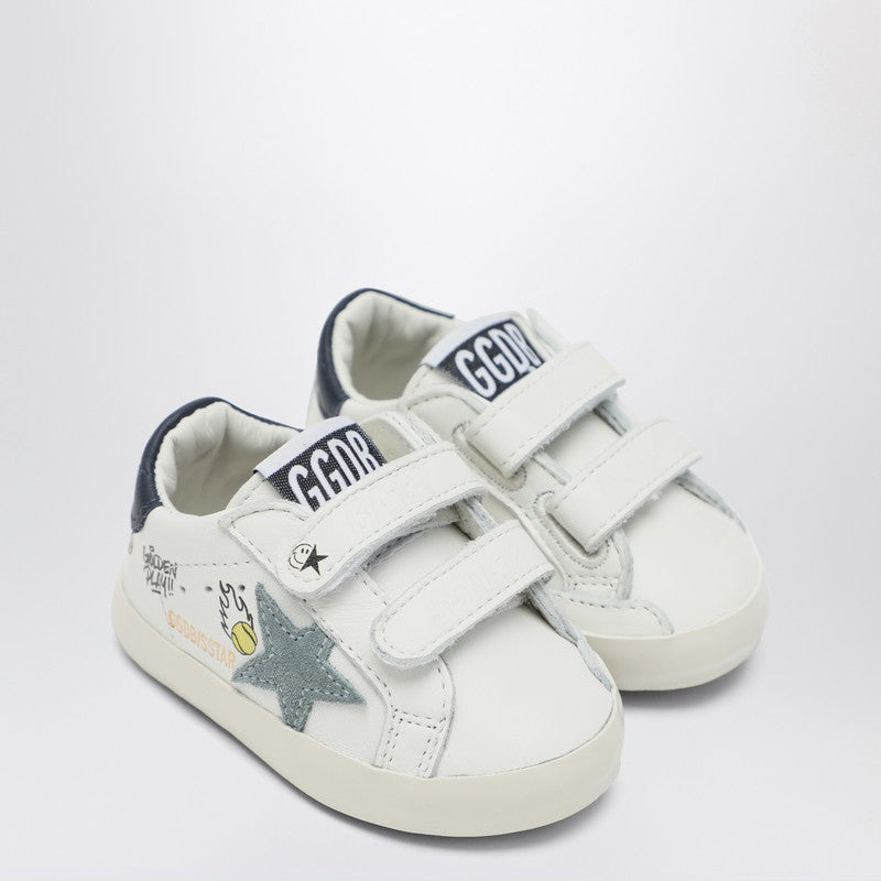 Golden Goose Kids' Baby Old School Sneakers In White/light Blue/navy