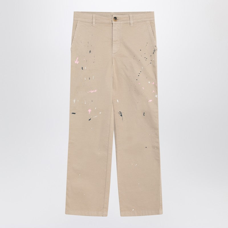 Golden Goose Kids' Beige Trousers With Splatter Details