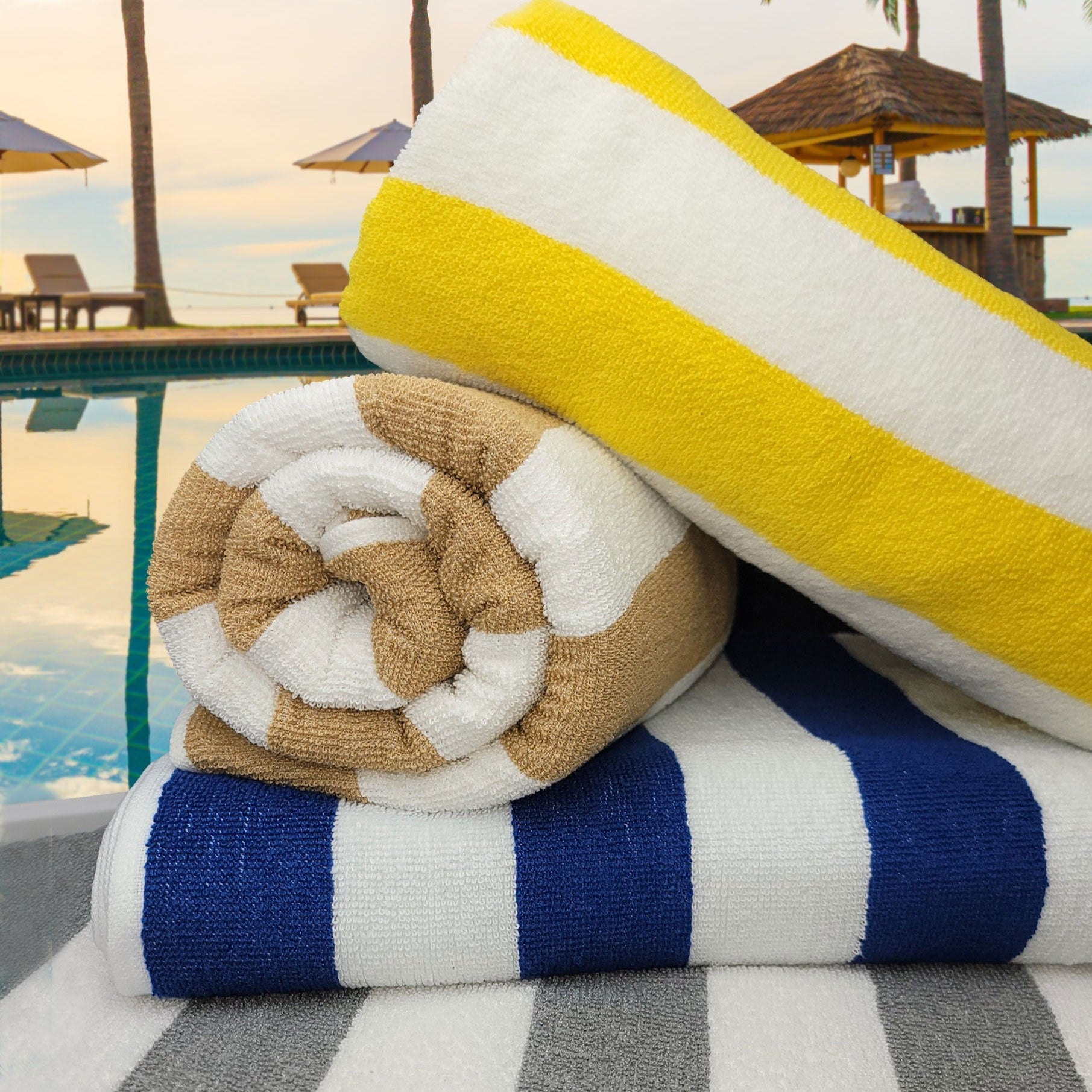 GPL Collection Cabana Stripes Pool/Beach Towels 2 PK