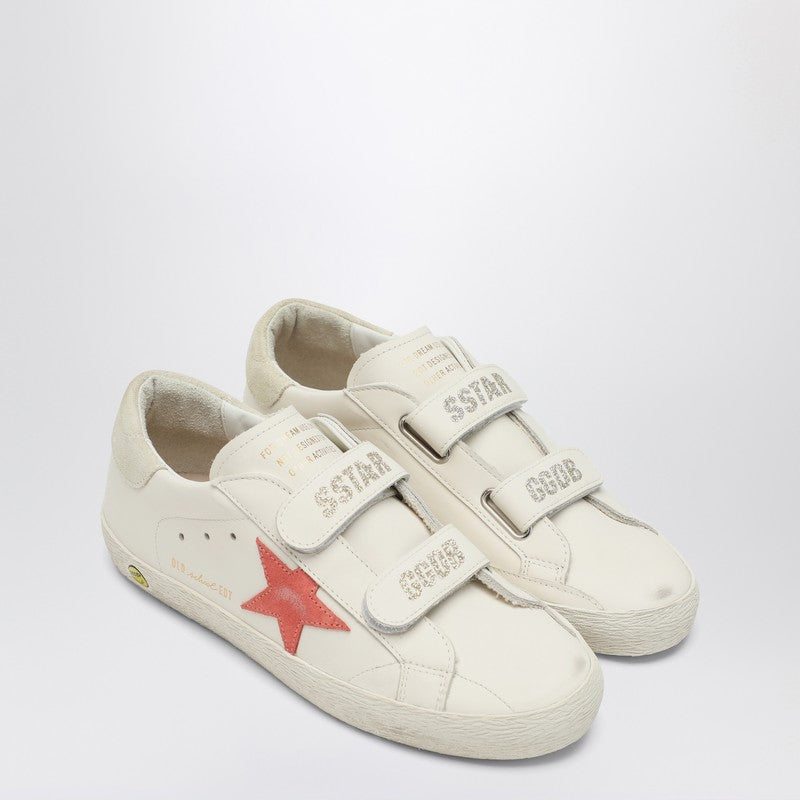 Golden Goose Kids' Old School Sneakers In White/peach Colour