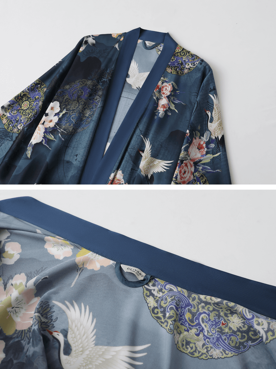 Ulivary Short Kimono Robe Crane