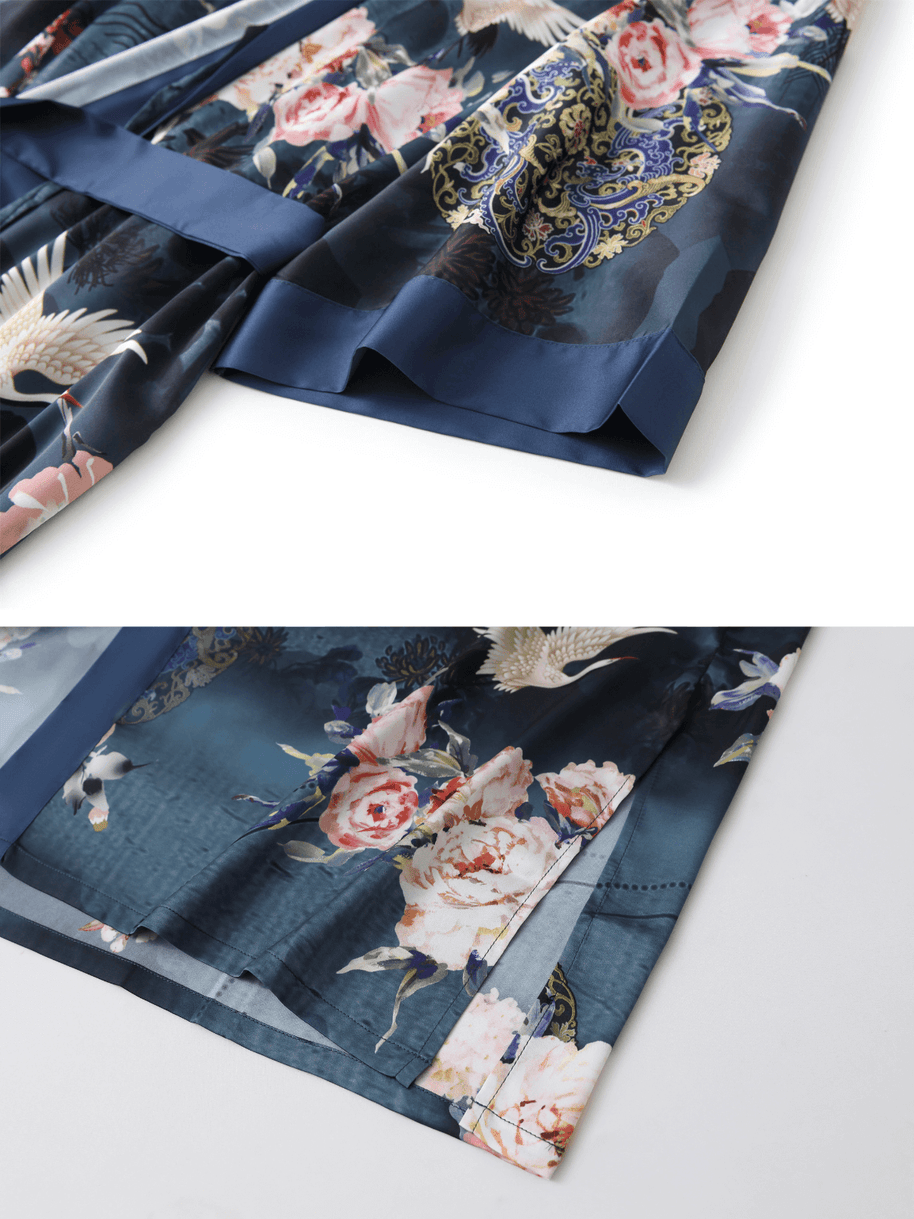 Ulivary Short Kimono Robe Crane