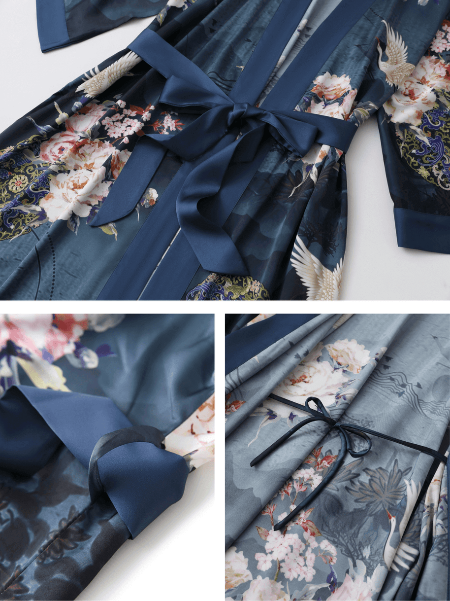 Ulivary Short Kimono Robe Crane