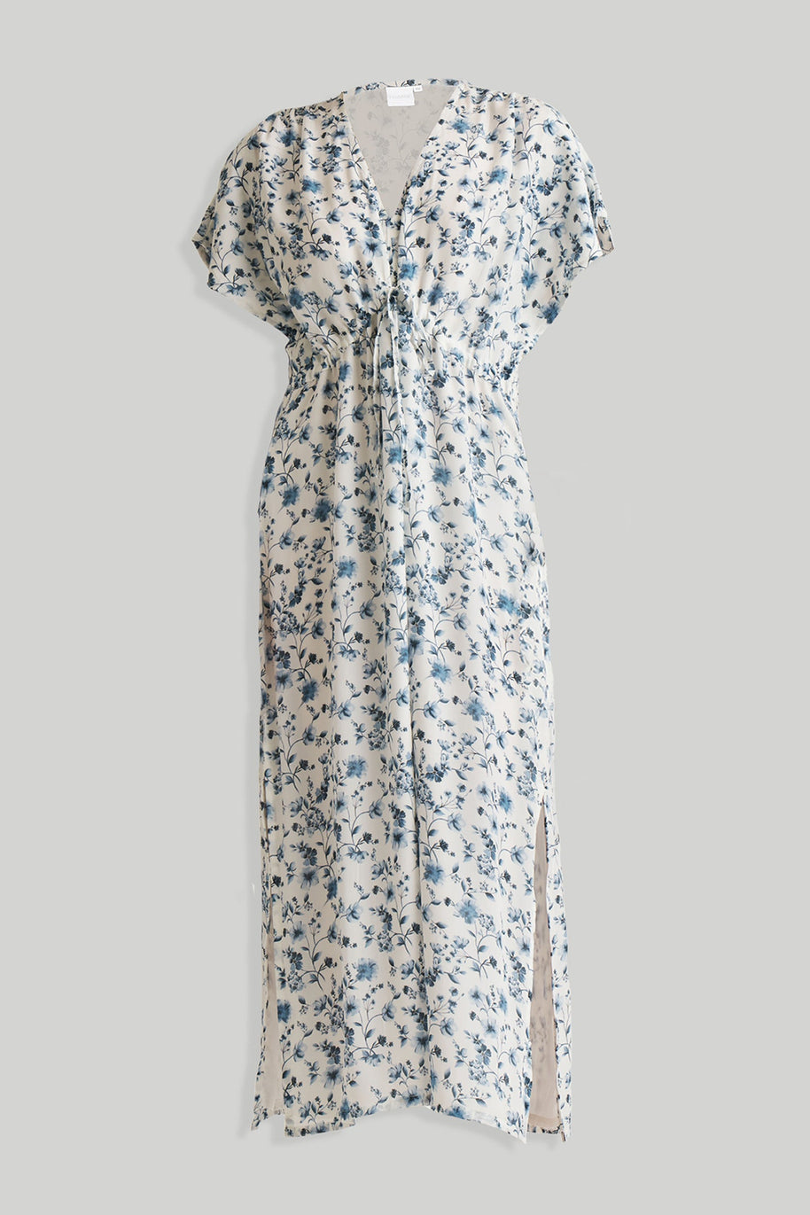 Reistor Gathered Maxi Dress in Blue Florals