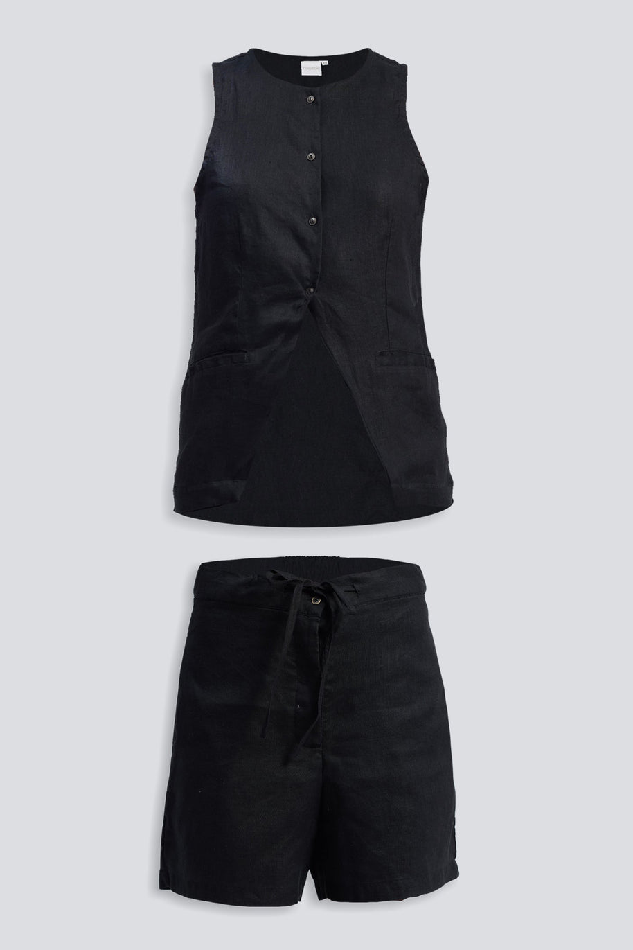 Reistor Hemp Vest Jacket Set in Black