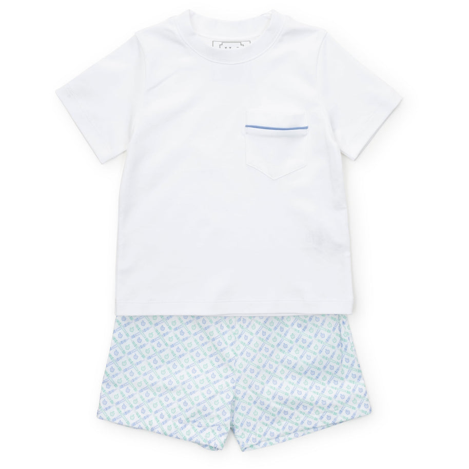 Hudson Boys' Short Set - School Plaid Blue