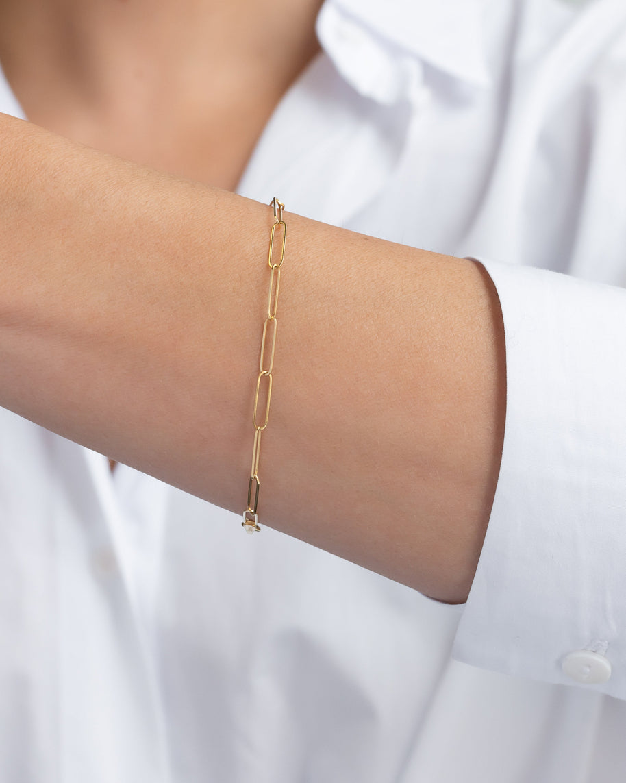Zoe Lev 14k Gold Paper Clip Chain Bracelet