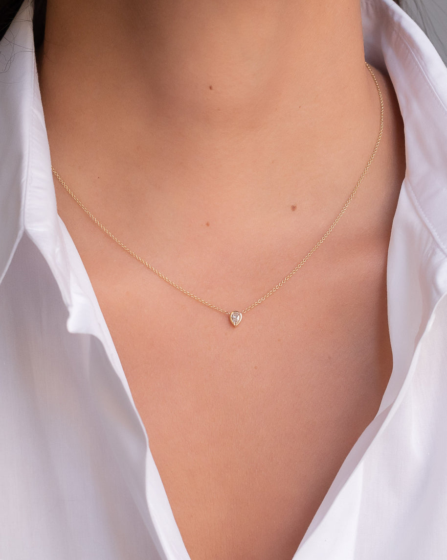 Zoe Lev Pear Diamond Bezel Necklace