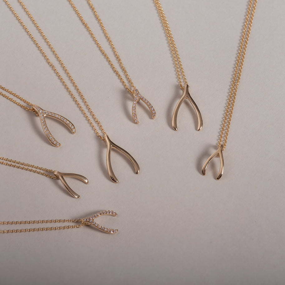 Zoe Lev Kids 14k Gold Mini Wishbone Necklace