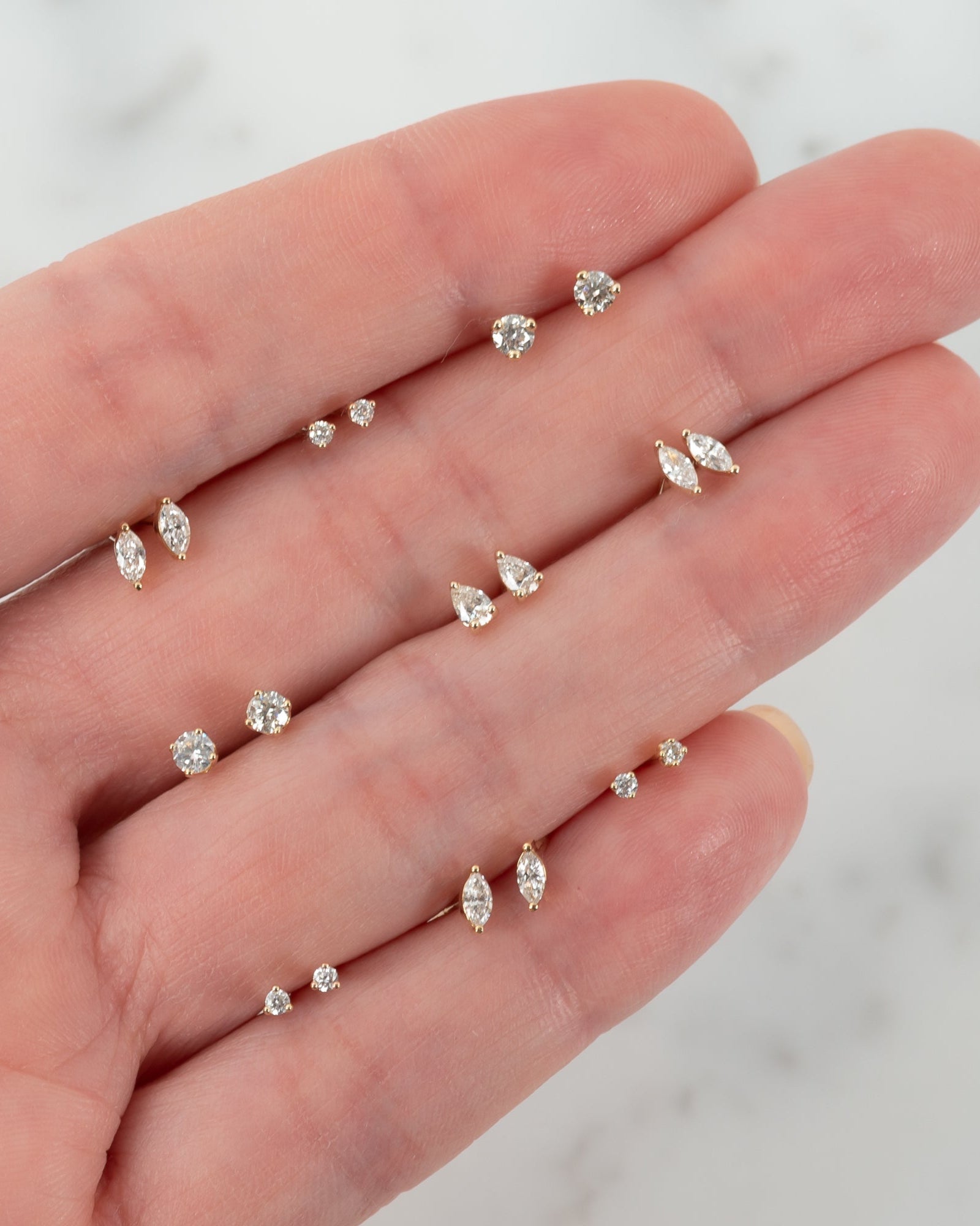 Zoe Lev 3 Prong Diamond Pear Stud Earrings