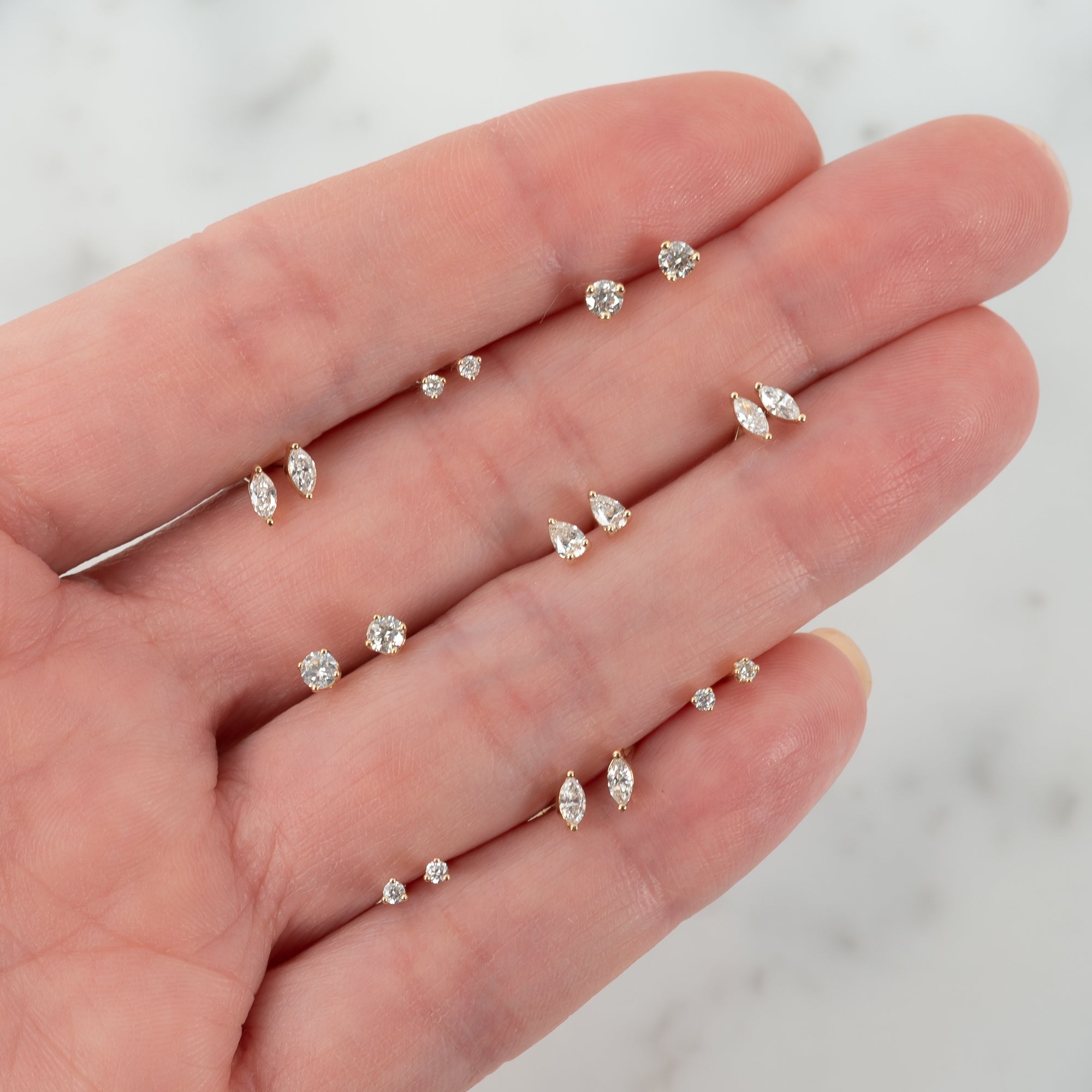 Zoe Lev 3 Prong Diamond Stud Earrings