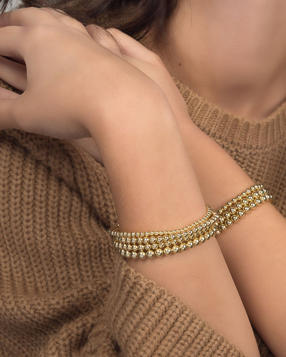 Zoe Lev 3mm Gold Bead Bracelet With Diamond Bead