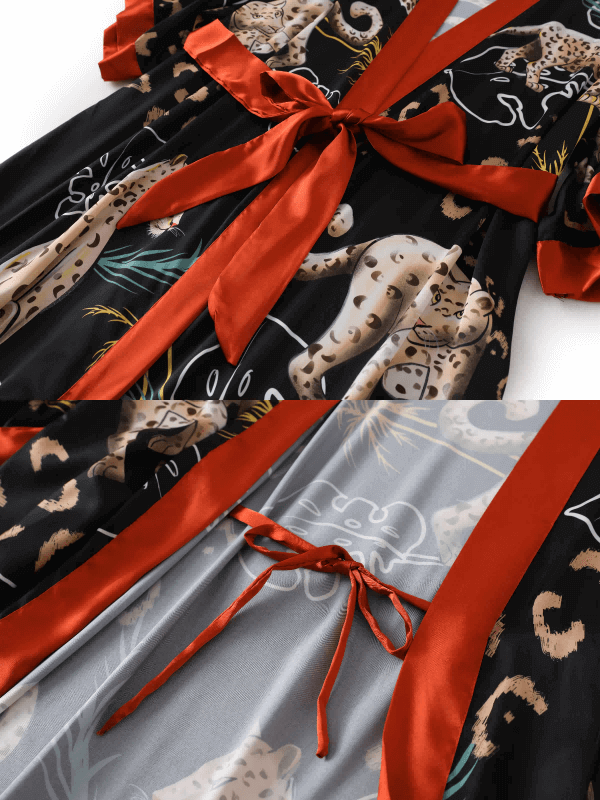 Ulivary Jungle Animals Kimono Robe