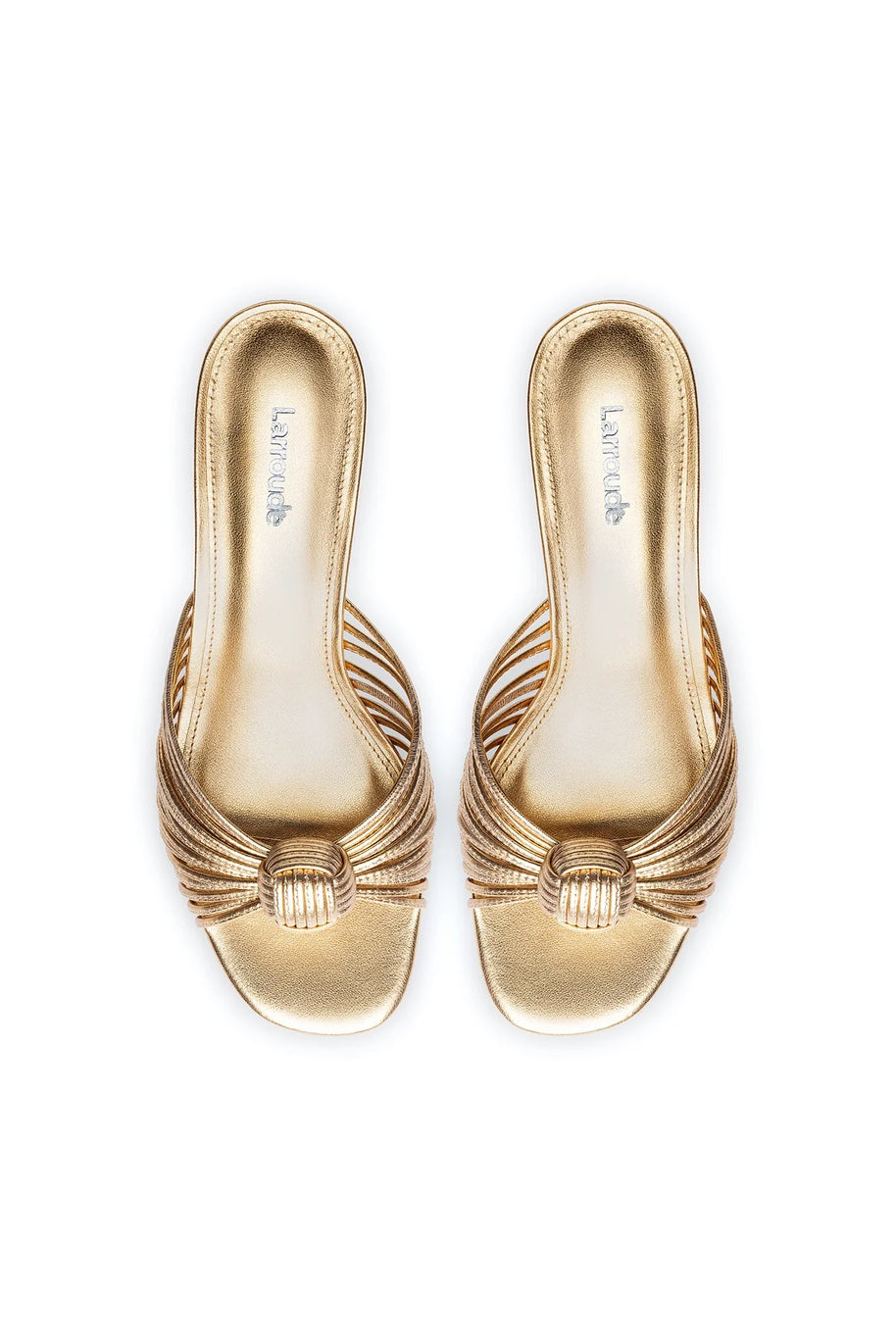 Larroude Valerie Mule In Gold Metallic Leather