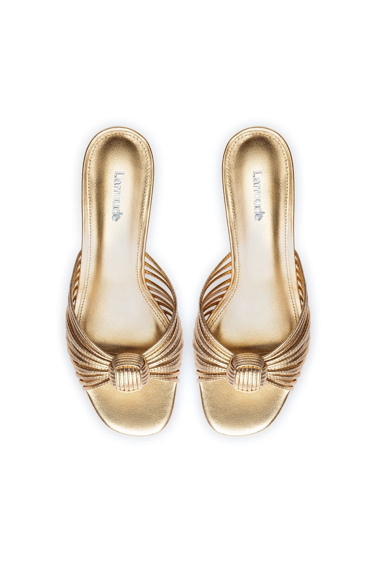Larroude Valerie Mule In Gold Metallic Leather