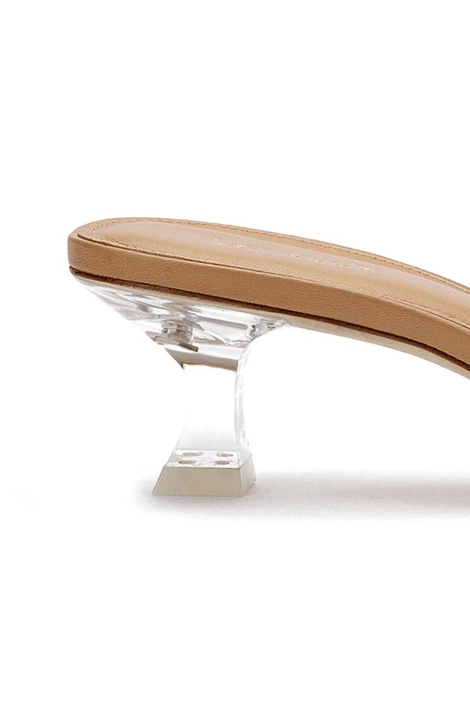 Larroude Vivi Lucite Mule In Tan Leather and Vinyl