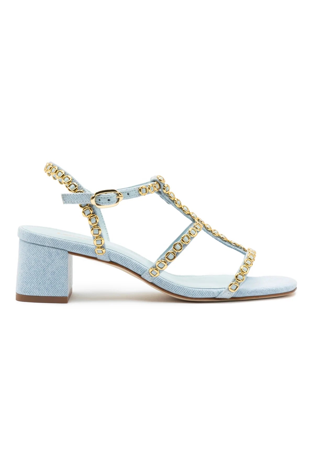 Larroude Milanina Block Sandal In Maya Denim