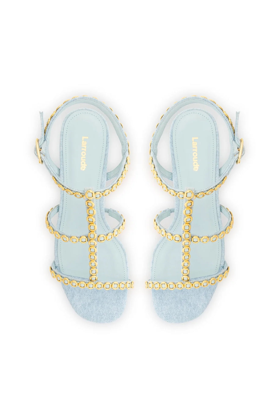 Larroude Milanina Block Sandal In Maya Denim
