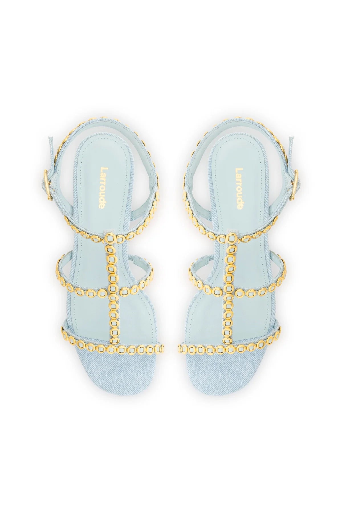 Larroude Milanina Block Sandal In Maya Denim