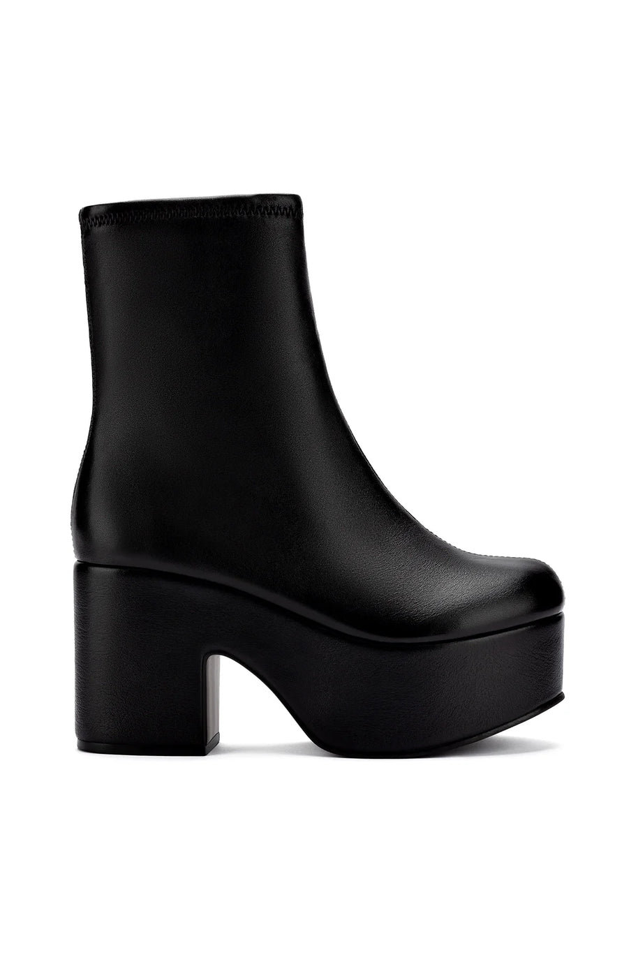 Larroude Miso Platform Boot In Black Stretch Leather
