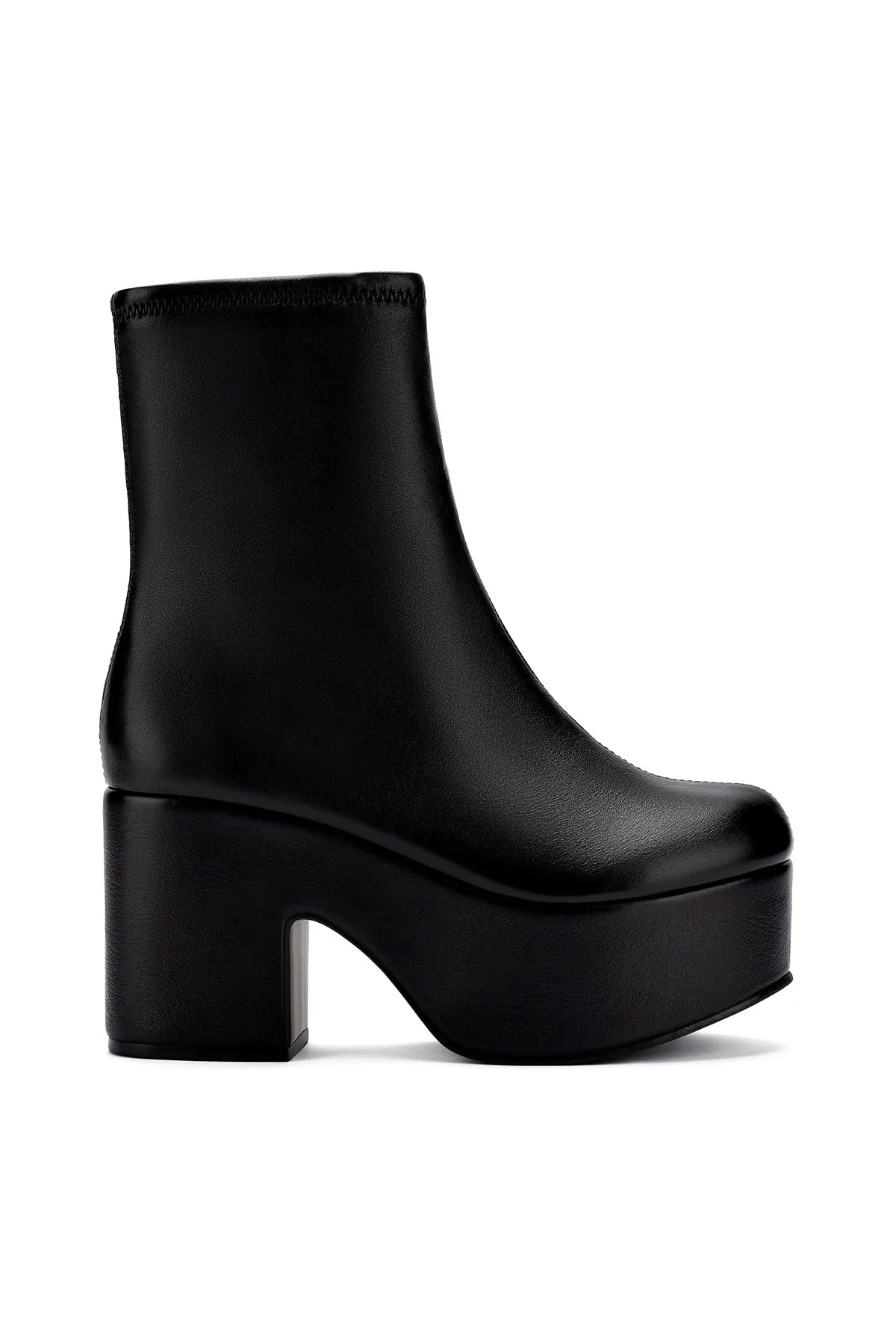 Larroude Miso Platform Boot In Black Stretch Leather